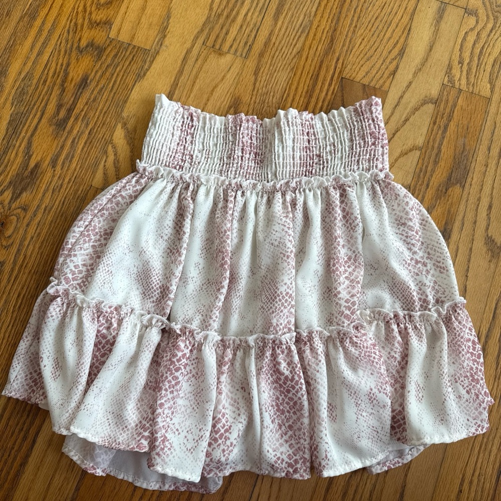 Altar'd State Pink and Cream Smocked Skirt